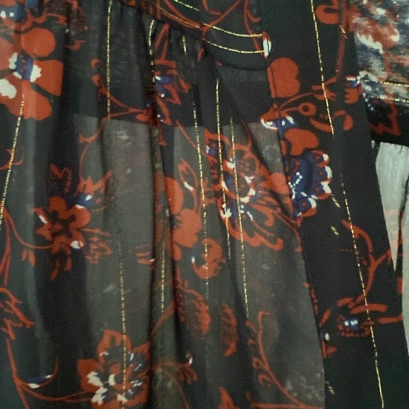 Ulla Johnson Constance Floral Blouse Silk‎ Metallic Gold Crepe Top Size 0 Noir - Picture 10 of 11